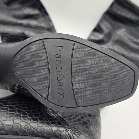 6W Franco Sarto Women's Tribute Knee High Boots, Black Crocco Faux Leather - Picture 14 of 16